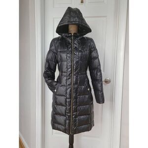 Aqua Glossy Long Puffy Coat M